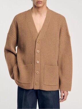 Sandro Oversized Cardigan Chunky Rib Knit Size S